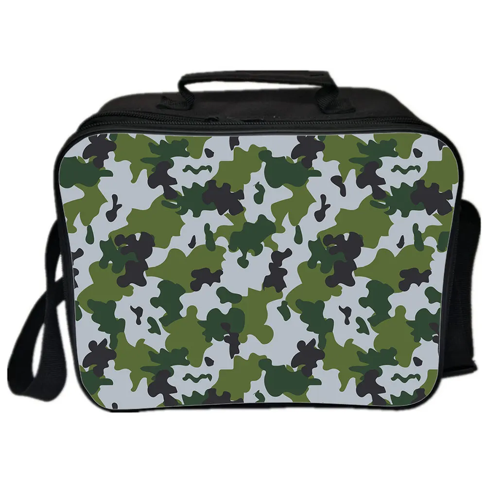 Camouflage Picnic Bag Lunch Bags Fashion Camping Shoulder Bag Handbags Portable Insulated Nylon Bag For Women