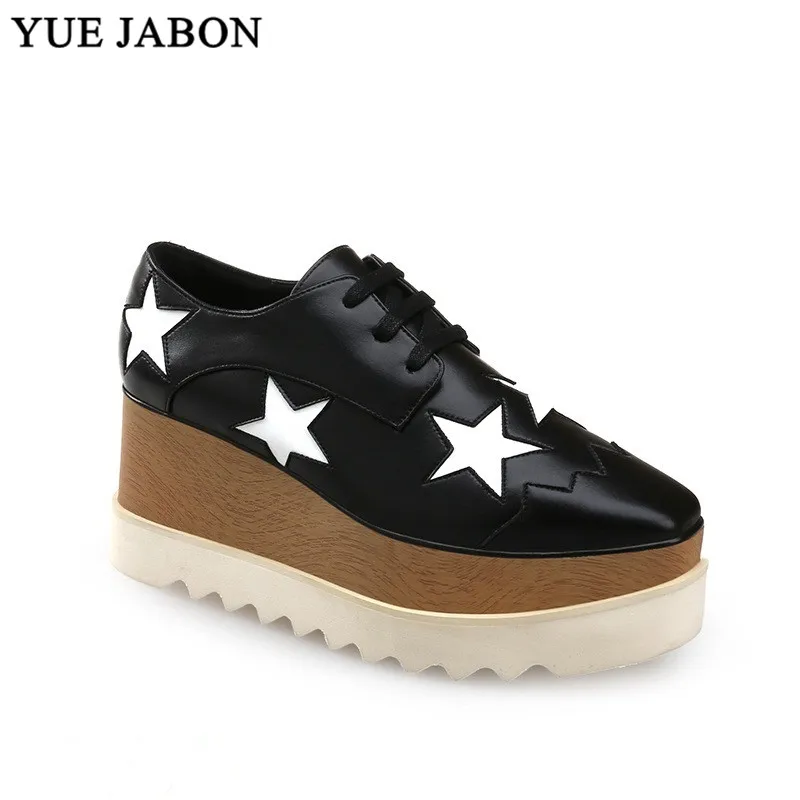 Hot Platform Wedges Real Leather Women Casual Shoes Sexy Super Star Square Toe Lace Up Gladiator zapatos de mujer Heel Sneakers