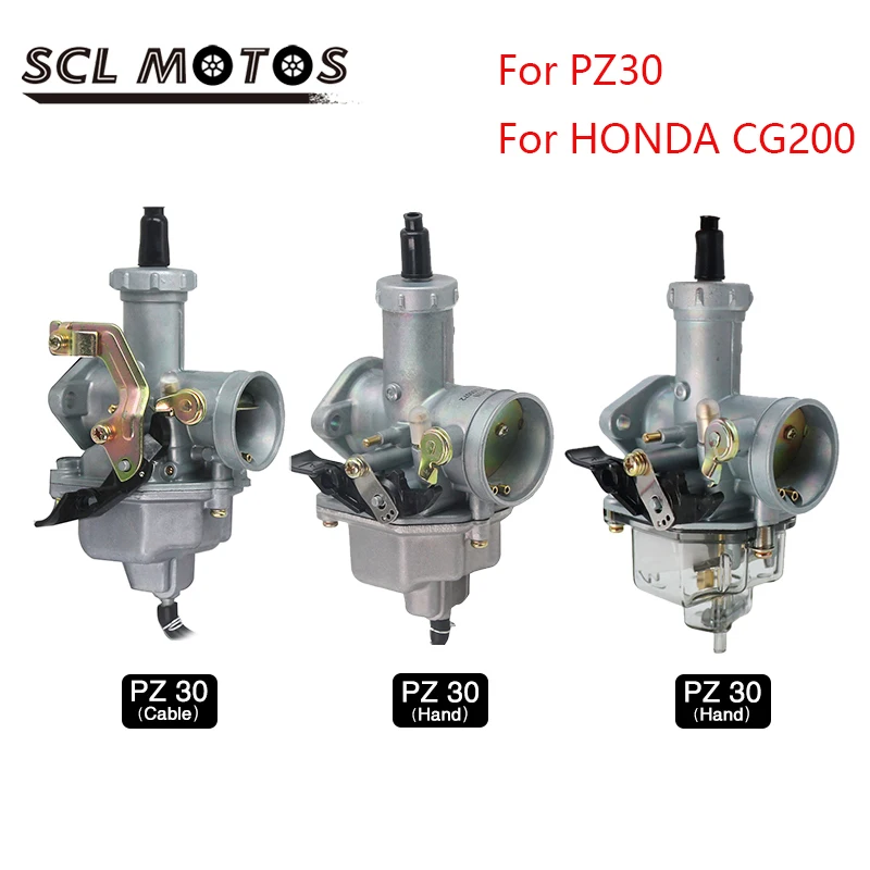 

SCL MOTOS 30mm PZ30 Carburetor For HONDA CG200 For Dirt Bike ATV Quad Cable Hand Choke Keih Carb PZ30 With Float chamber