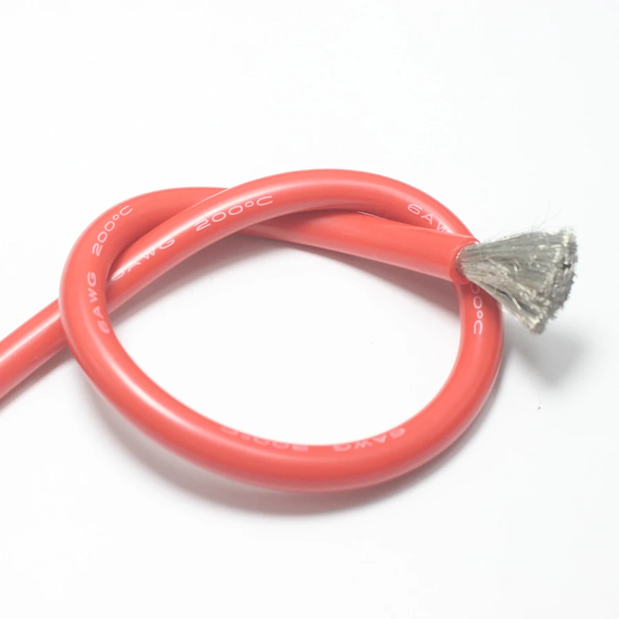 1metre 6AWG Wire Cable Soft 16mm2 silicone wire heat resistant 200° Cold resistant -60° Red Black