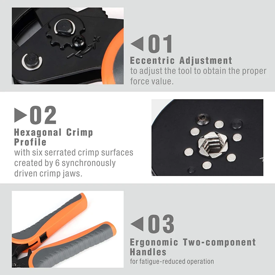 Ferrule Crimping Tool Ratcheting Self-adjustable crimping pliers HSC8 16-6 Range Crimp Tool for AWG20-5 End Sleeve Ferrules