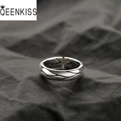 QEENKISS RG6662 Jewelry Wholesale Fashion Single Male Man Birthday Wedding Gift Retro Snake Scale 925 Sterling Silver Open Ring