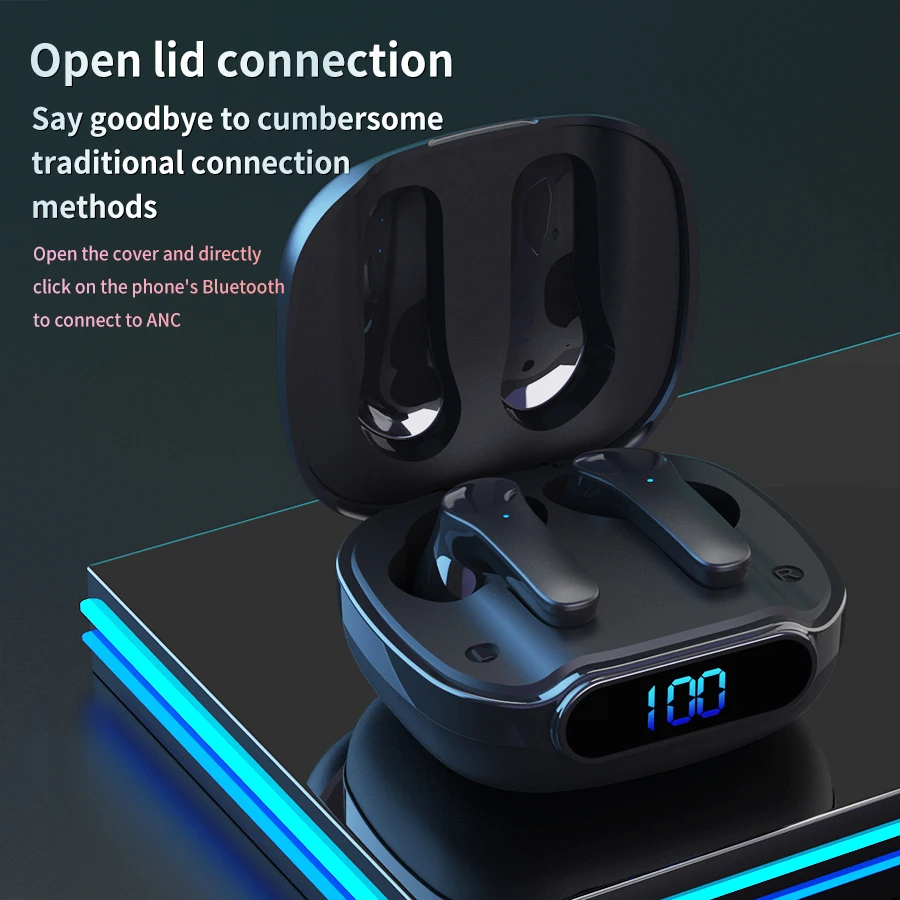 Active Noise Cancelling Wireless Earbuds ANC Bluetooth Earphones TWS Earbuds Black for Smartphone Free Shipping