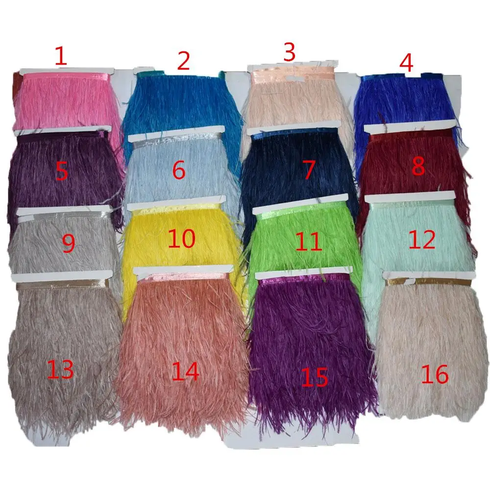 

4meters/lot 13-15cm 5.1-5.9inches Trim Dyed Ostrich Feathers Fringe Plumes Multi-Color DIY Skirt Clothing Accessories Party Sup