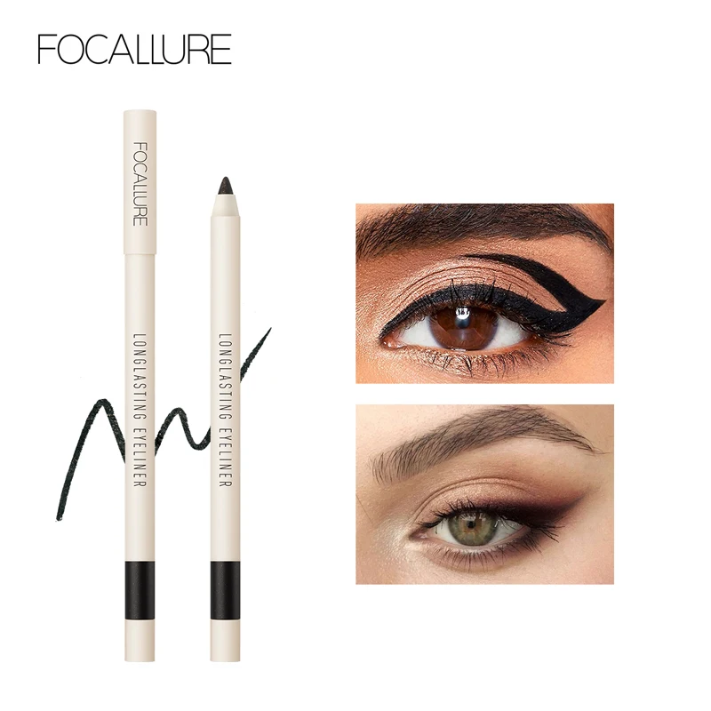 FOCALLURE Makeup Eyeliner Gel Pencil Long Lasting Soft Smooth Black Brown Champagne Nude Shine Beauty Make Up Eye Liner Cosmetic