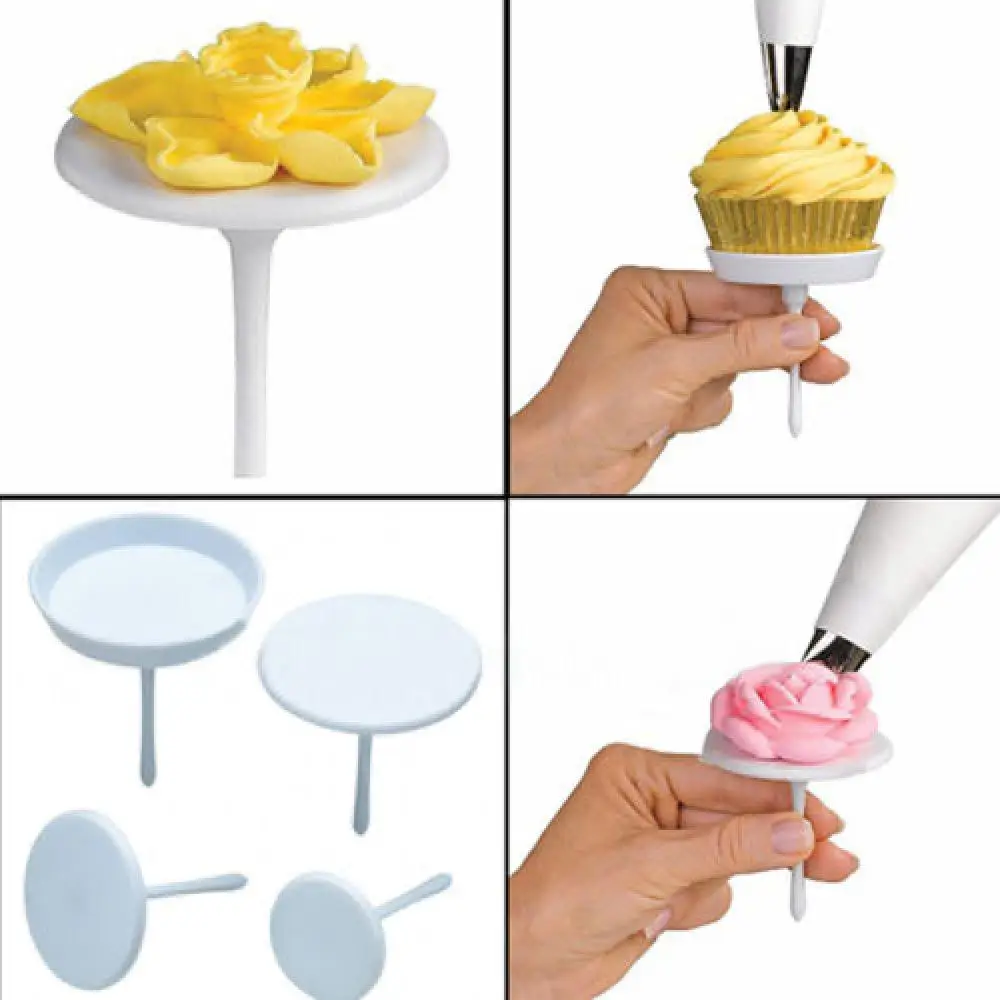 4pcs/set Cake Flower Nails Set Holder Cupcake Icing Cream Sugarcraft Decorating Tool Kitchen Confectionary Baking DIY Bakeware