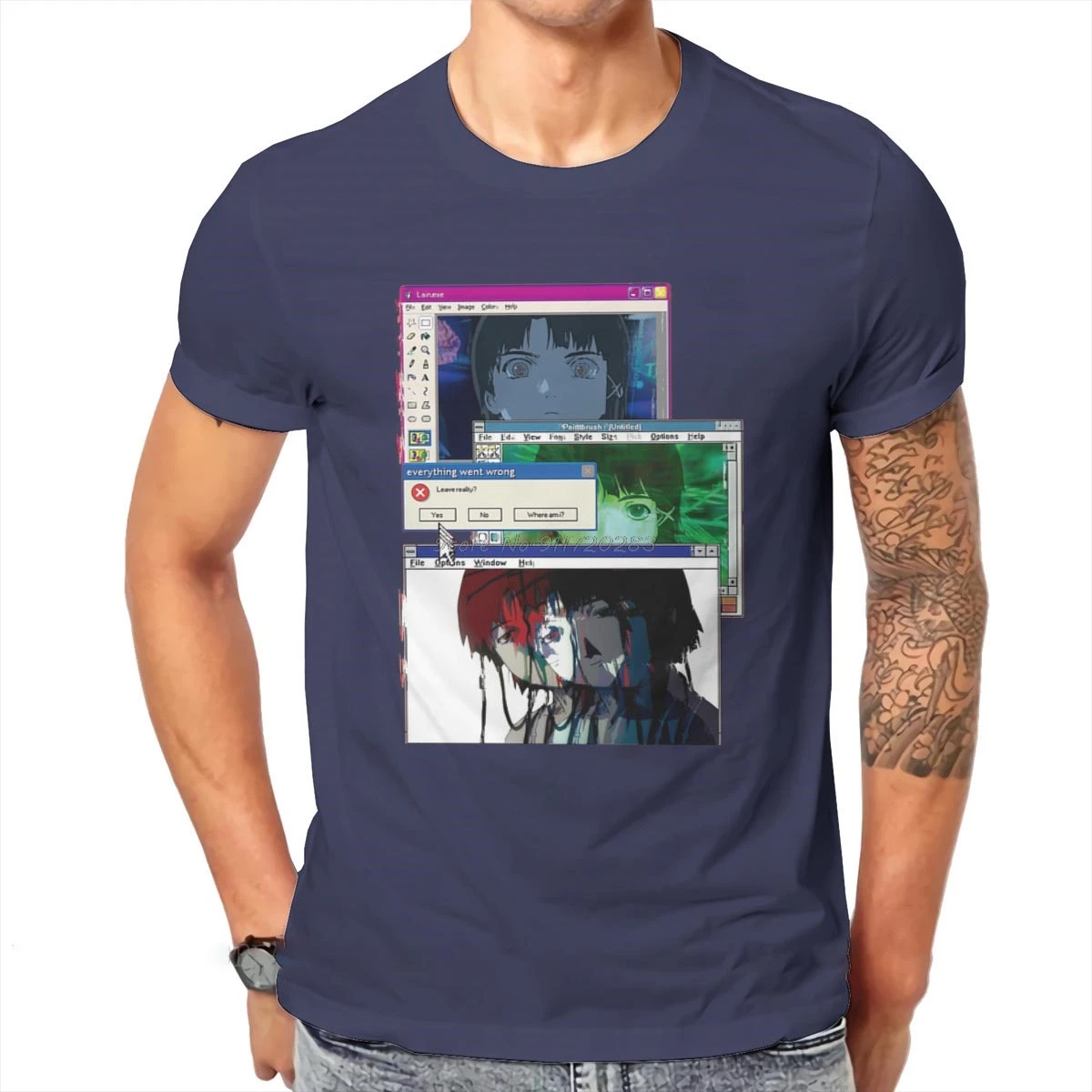 Serial Experiments Lain VAPORWAVE Anime Lain Windows Edit TShirt Men Gothic Oversized Harajuku  Cotton T Shirt