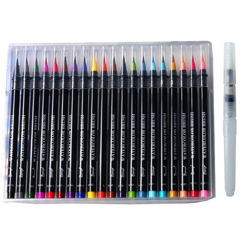 20PCS Colors Art Marker Watercolor Brush Pens for School Supplies Stationery Drawing Coloring Books Manga Calligraphy