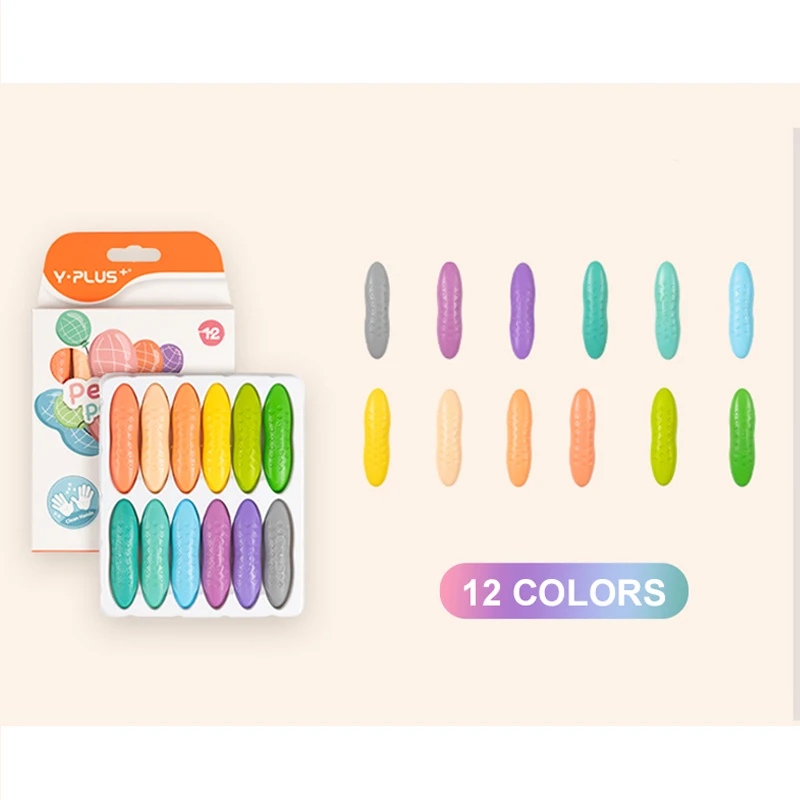 12/24 Macaron Color Peanut Crayon for Kids and Child Stationery Set Art Supplies Washable Safe Dry Pastel Colors Crayons Marker