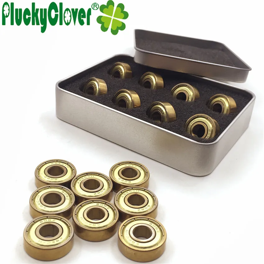 16pc 608zz Golden Roller Skates Bearing Fast Speed One Row Inline Speed Skate Scooter  Dual-side Dustproof Skateboard608 Bearing