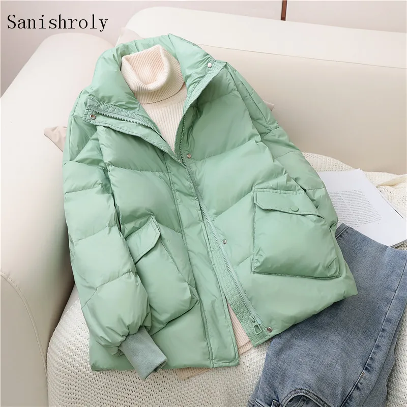 2021 Autumn Winter Women Warm Thicken White Duck Down Jacket Female Oversize Down Coat Loose Big Size Windbreaker Parka Tops