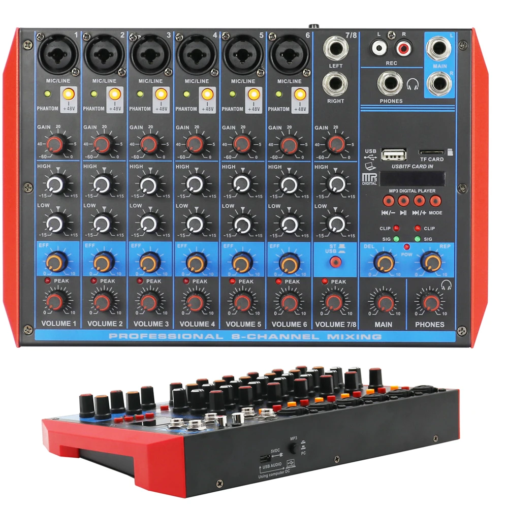 โฮสต์ขาย4 6 8ช่องบลูทูธเสียง Stage Live Mixng Mixer เชื่อมต่อไร้สายไมโครโฟนแบบมีสาย