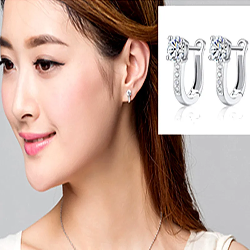100% Real 925 Sterling Silver U Type Earring Korean Earrings for Women New Jewelry Gifts CME1504