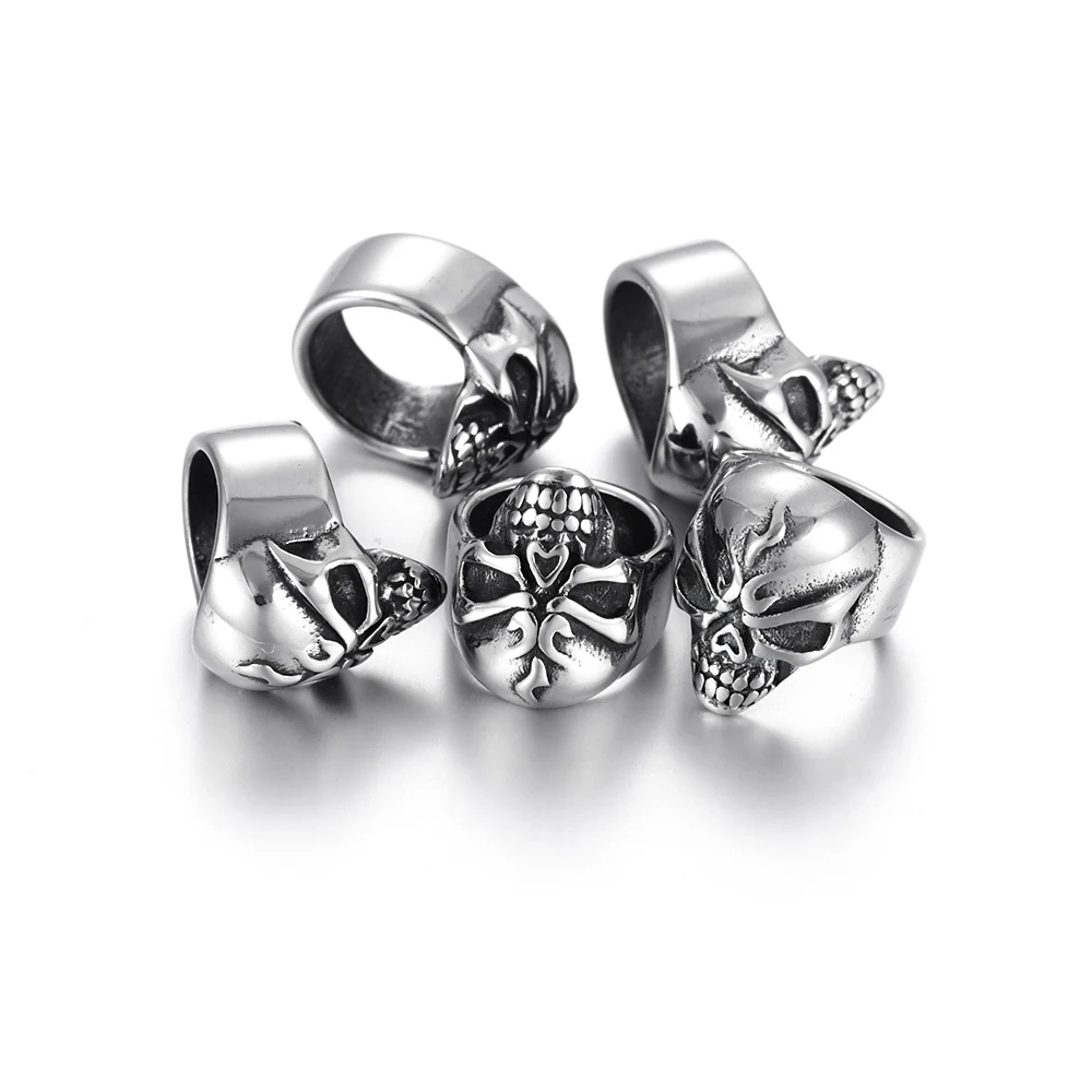 Stainless Steel Large Hole Beads Skull Predators Charms Sliders Fit 8mm Leather Bracelet Making Jewelry DIY Findings Bead