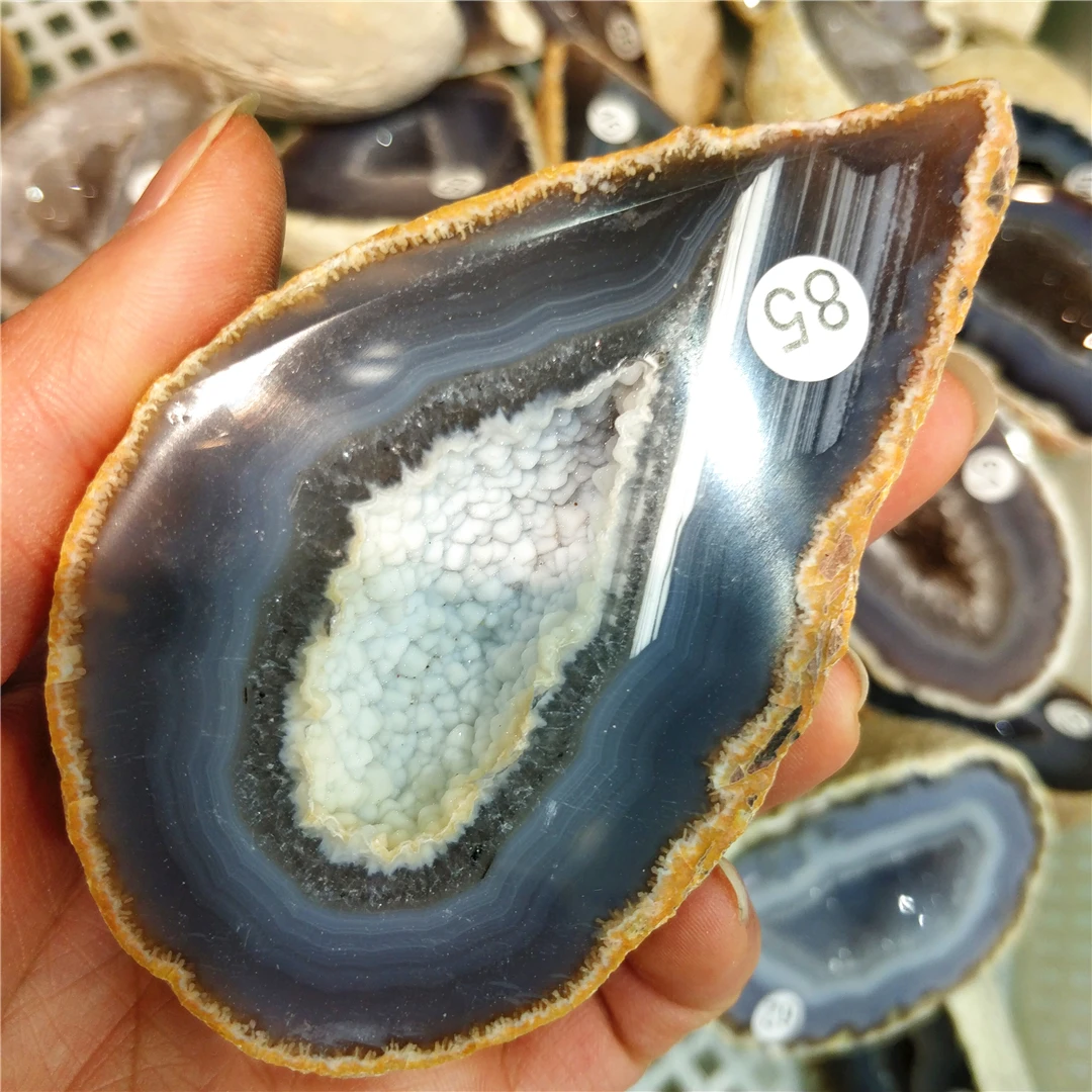 Natural Original Raw Agate Crystal Geode Cutting Hole Feng Shui Decor Healing Energy Stone Mineral Specimen Craft Collectibles