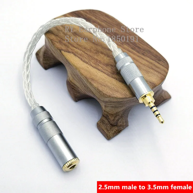 8 Core Silver Audio Cord 2.5 Female to 4.4 Male Cable 2.5mm/4.4mm To 3.5mm Hand-made Balanced Adpter for HIfi MP3 Music Player