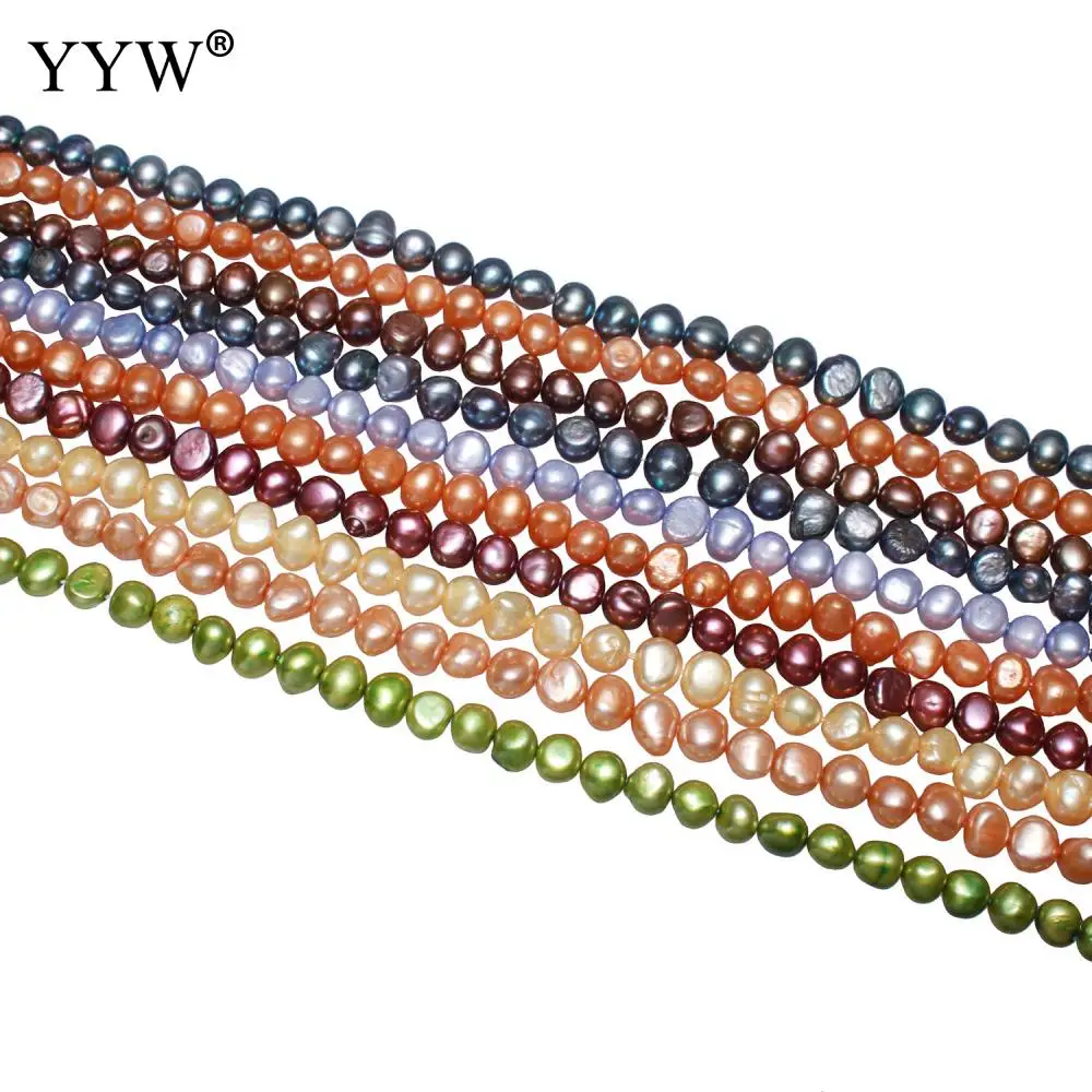 Clearance High Qualiy Green Tellow Orange Pearls Baroque Freshwater Pearl Beads 7-8mm  For Jewelry Making DIY Necklace Bracelet