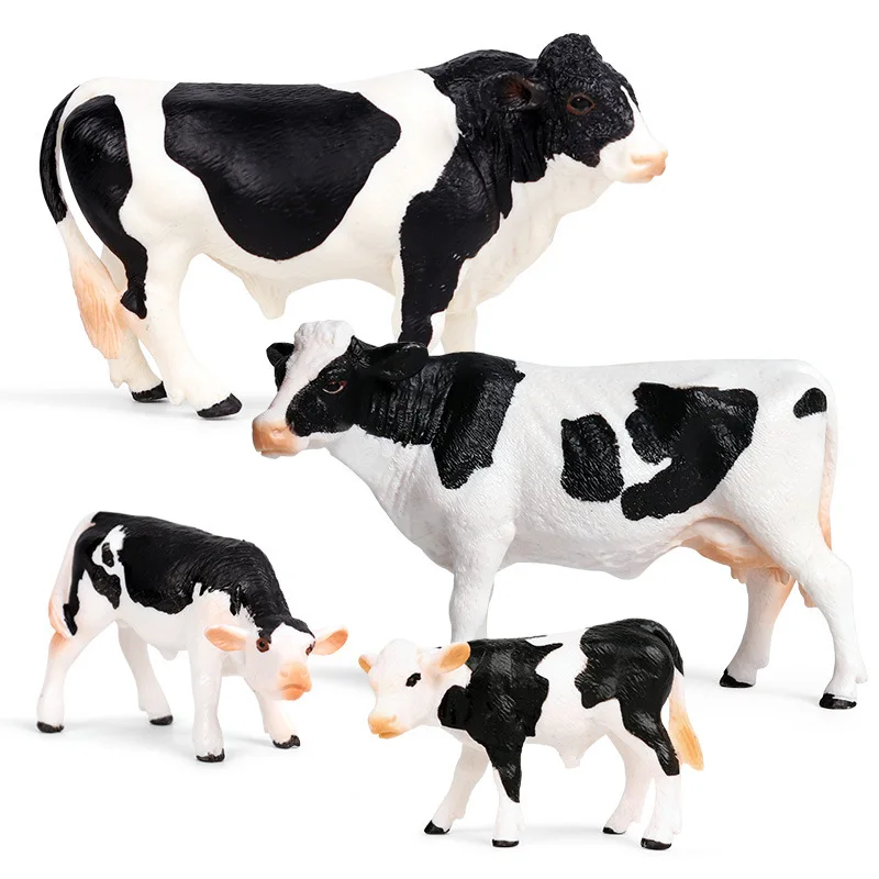 Cute Miniature Milk Cow Ox Bull Buffalo Calf Farm Poultry Animal Action Figure Models Figurines ZOO Ornaments Children Kids Toys