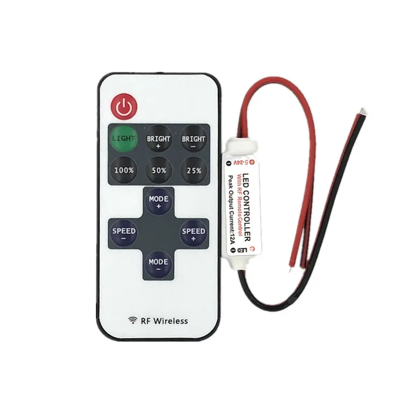 Controlador de intensidade de luz led, mini 3 teclas, sem fio, 11 teclas, rf para fita de luz de cor única, smd5050, 3528, 5730, 5630, 3014