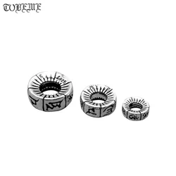 100% 925 silver Tibetan Six Words Spacers Sterling Buddhist OM Mantra Beads DIY Jewelry Findings Tibetan Mala's Spacers