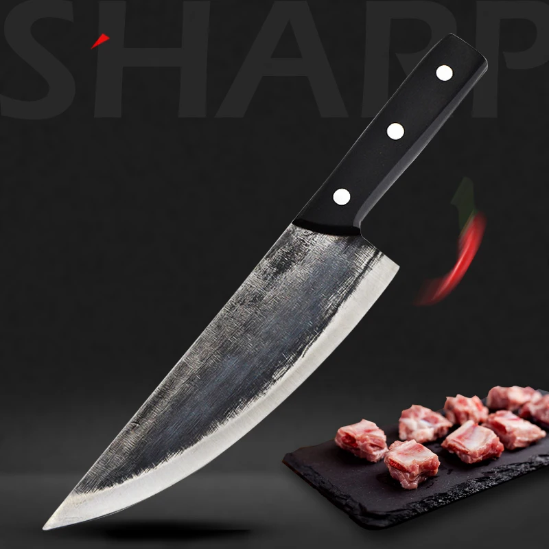 Cleaver Knife Handmade Forged Butcher Knife Stainless Steel Kitchen Knife for Meat Fruit Fish Vegetables Chef Knife Boning Knife