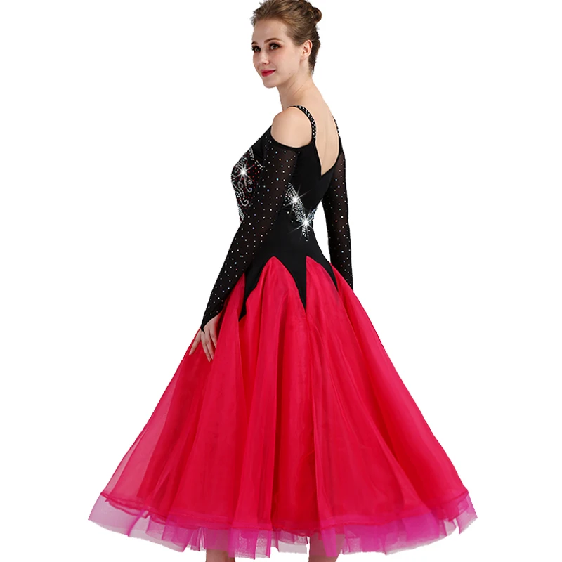 Robe de danse de compétition de salle de Rhpour femmes, jupe de flamenco élégante, robe de salle de Rhstandard, document noir, sexy, nouveau