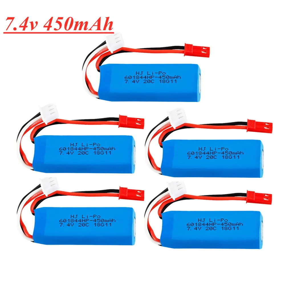 7.4V 450mAh 20C Lipo Battery for WLtoys K969 K979 K989 K999 P929 P939 RC Car 2s 7.4v toys Battery JST Plug 601844HP