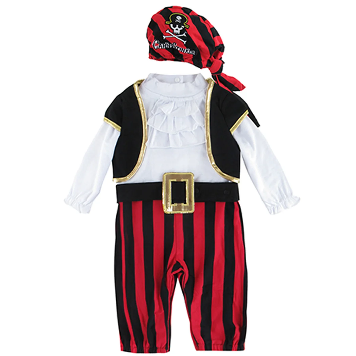 Baby Pirate Costume Romper Buccaneers Outfits Captain Stinker Cosplay Clothes Set Infant Party Costume 4pcs Set