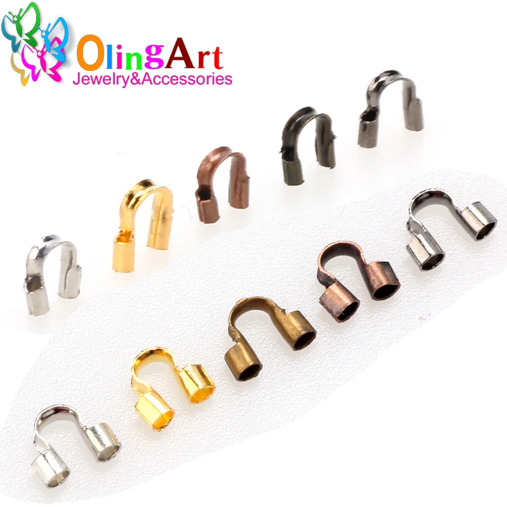 Olingart-Protectores de alambre de latón, 100 piezas, 6,5/4,5mm, guardián, bucles, cierres en forma de U, conector para fabricación de joyas