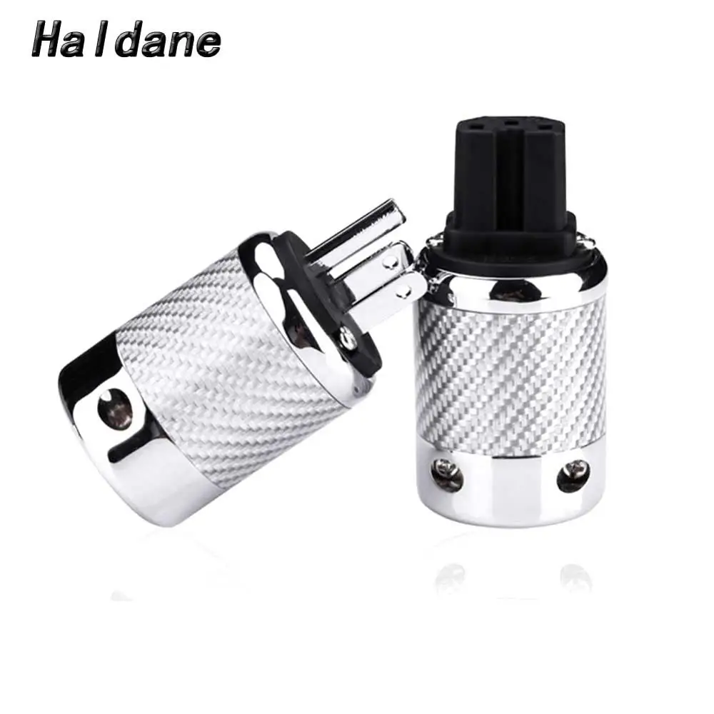 Haldane pair HIFI Carbon Fiber Rhodium Plated US Power ack Adapter Socket Plug IEC Female Connector for DIY AC Power Cord Cable