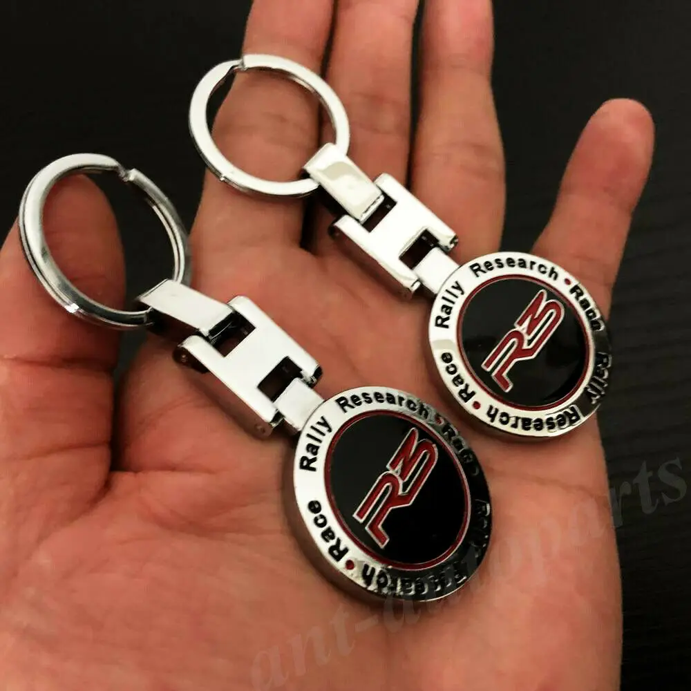 2pcs Metal R3 Rally Research Race Sport Car Keyring Keychain Key Chain Ring