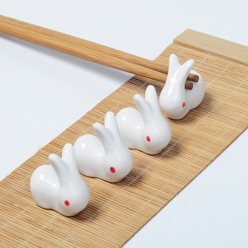 

super cute Rabbits shape ceramic chopstick holders Dinnerware Home Decoration handicraft ornaments pen holder