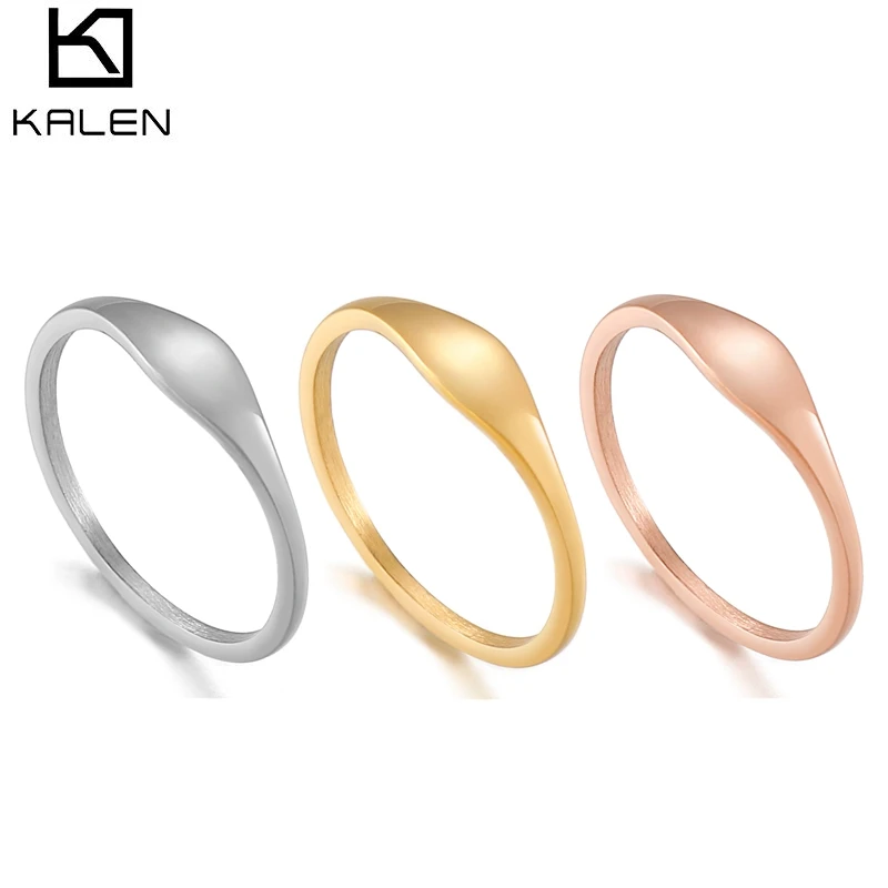 KALEN 1mm Small Mini Stacking Knuckle Ring Simple Metal Finger Ring Links Charm Rings For Women Anillos Mujer Jewelry