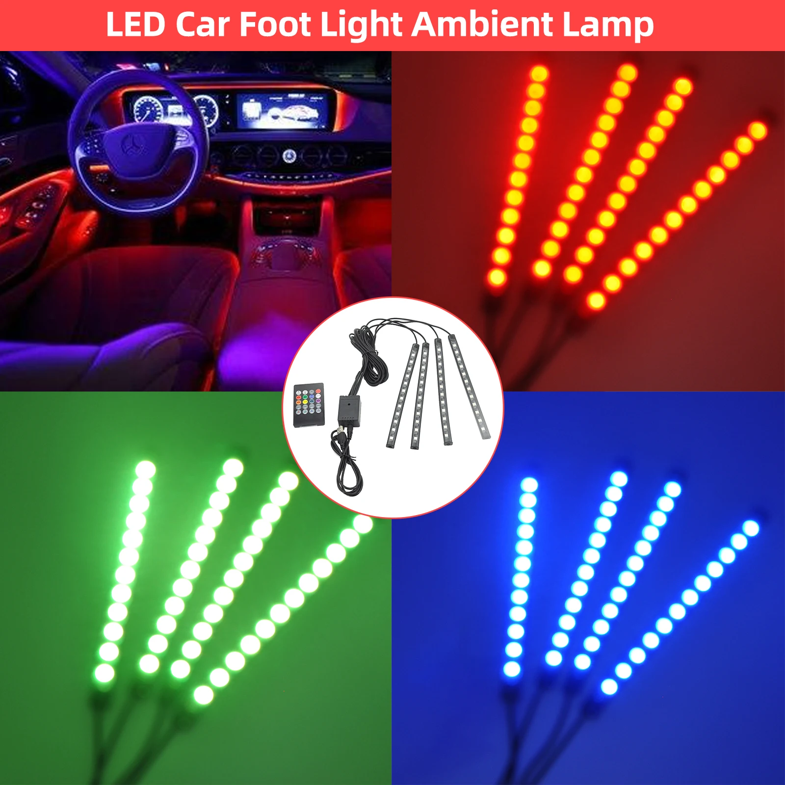 Car interior LED foot sole decoration light strip for Toyota RAV4 Yaris Camry Corolla Highlander Land Cruiser PRADO Vios Vitz