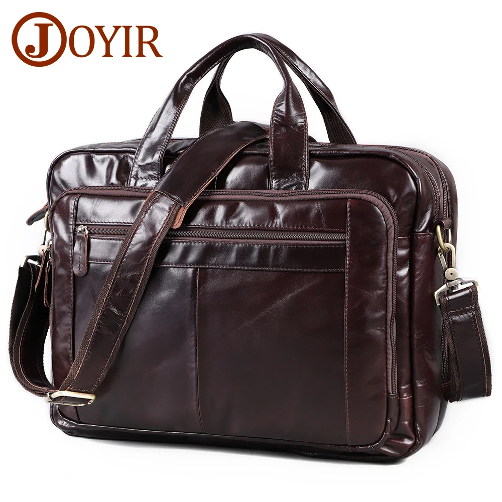 JOYIR Men Briefcases Genuine Leather Business Bag Leather 15.6