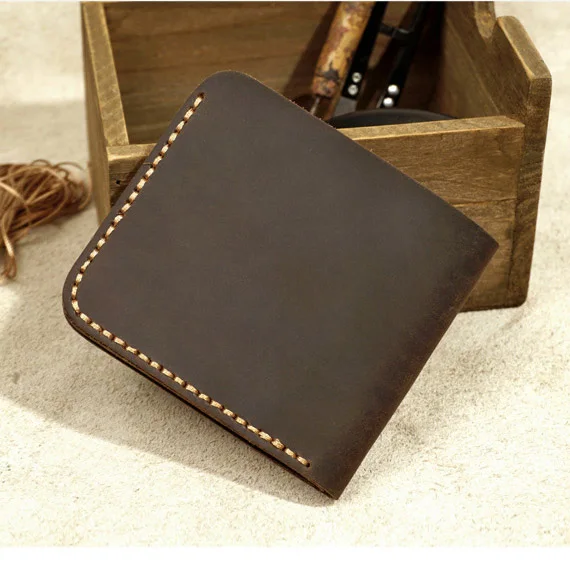 Top Genuine Leather Men\'s Wallet Retro Handmade Wallet for Men Durable Real Leather portfel male cartera hombre Purse for men