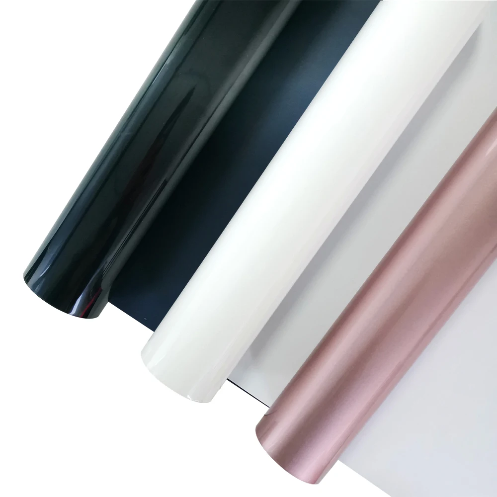 Rose Gold Black White PU Heat Transfer Vinyl Roll Iron On Vinyl For Cutting Machines HTV Vinyl