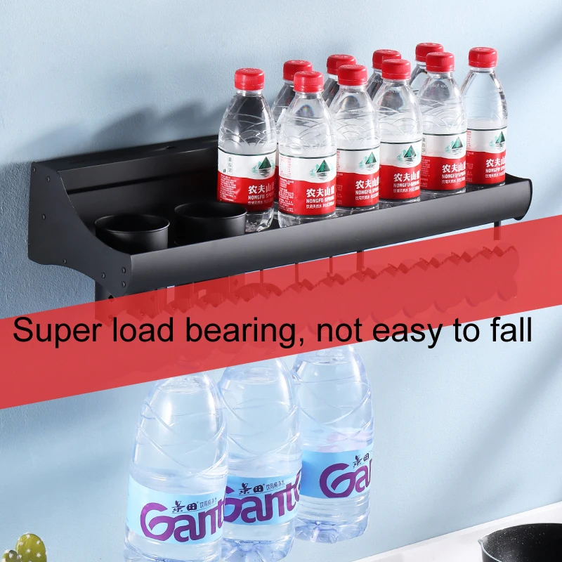No punching kitchen shelf wall mounted supplies multifunctional condiment seasoning storage artifact hanging shelf knife rest