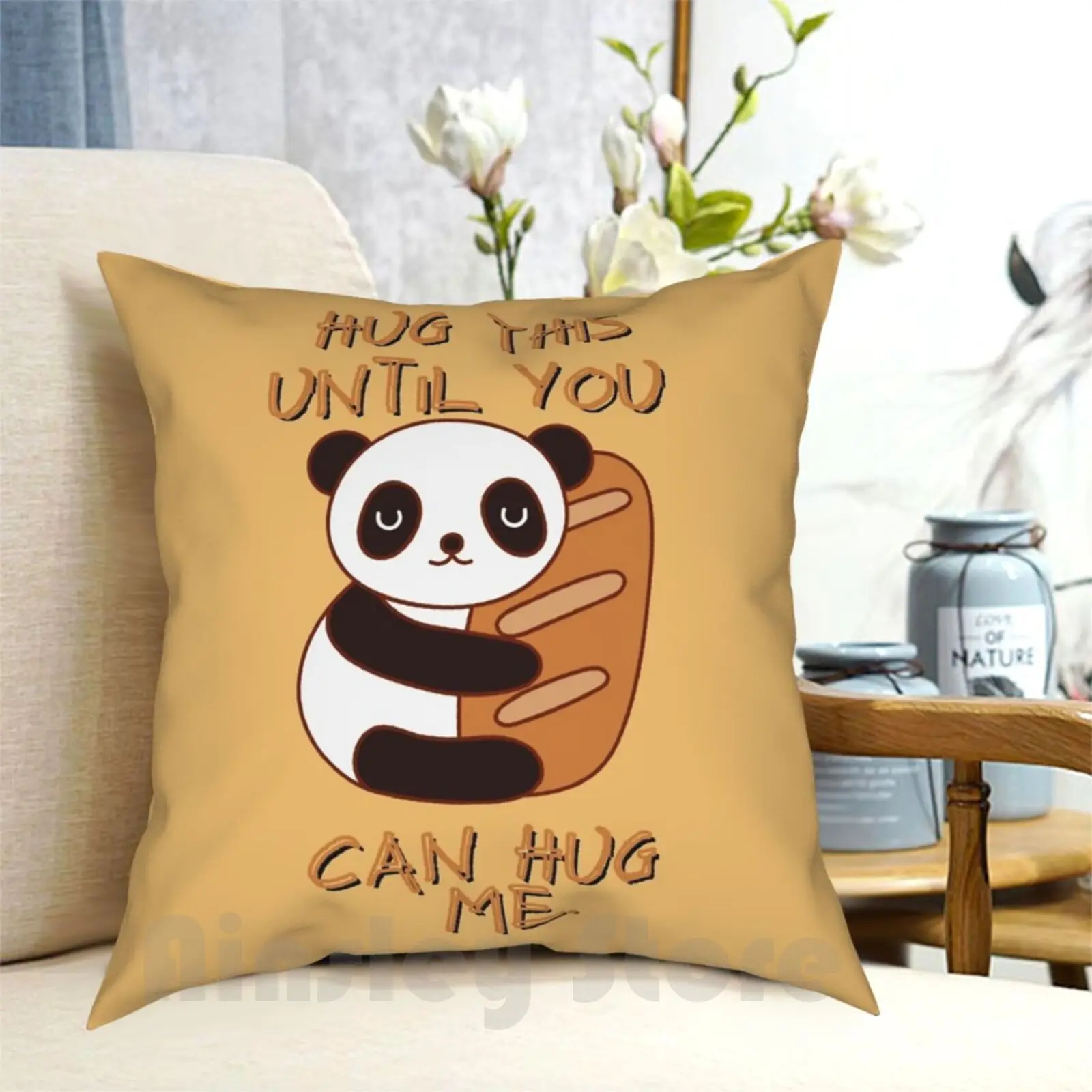 

Hug This Panda Until You Can Hug Me Pillow Case Printed Home Soft DIY Pillow Cover Hug This Until You Can Hug Me Panda