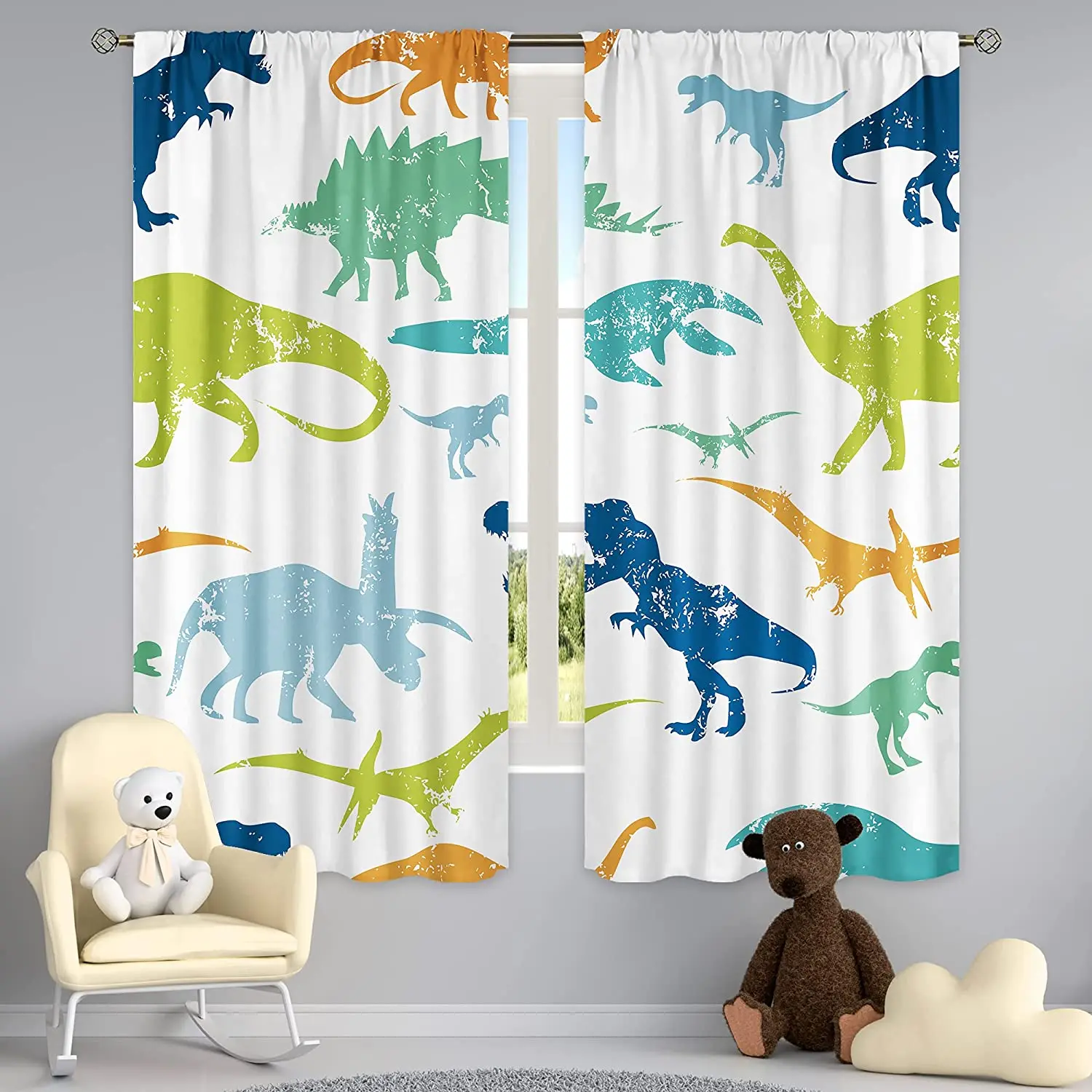 

Children's Dinosaur Blackout Curtains Cartoon Dinosaur Wild Animal Living Room Curtains