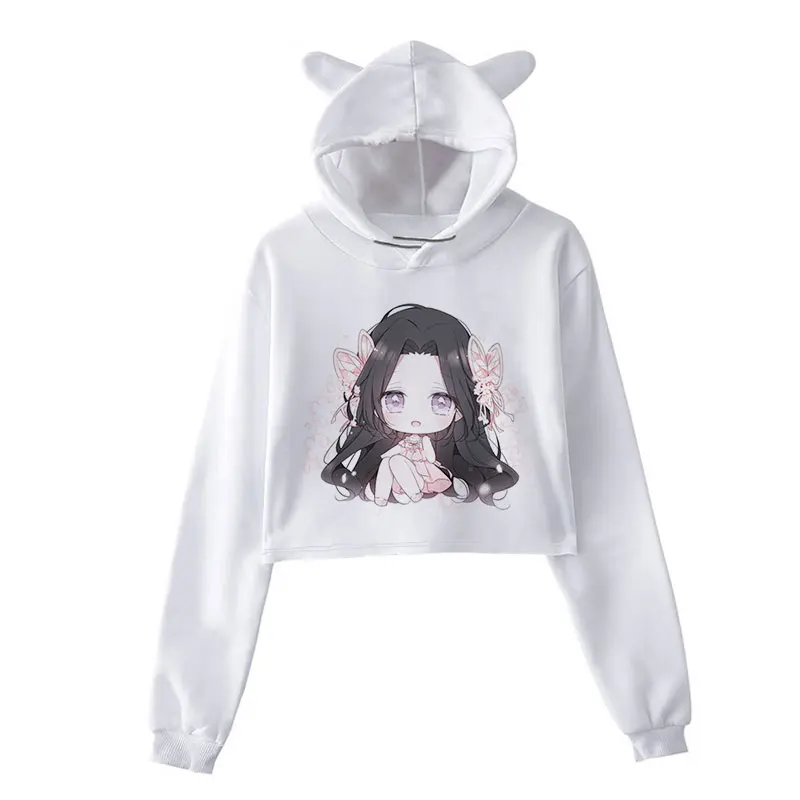 Demon Slayer hoodie Women Japanese Anime 2020 winter cropped Tops sweatshirt Plus Size Kawaii Kimetsu No Yaiba hoodies Female