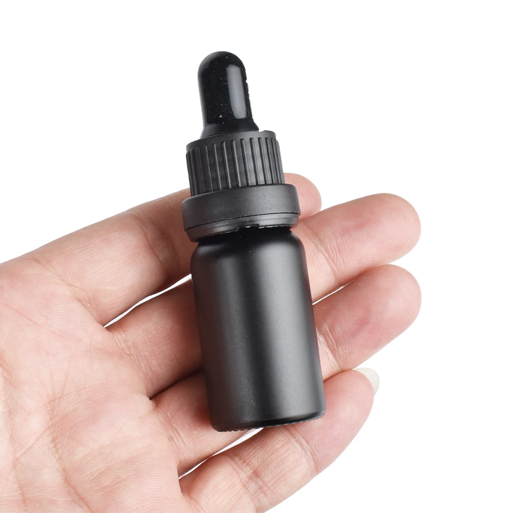 6pcs/lot 5ml 10ml 15ml 20ml 30ml 50ML 100ML Matt Black Glass Bottle With Dropper Essential Oil Bottle Perfume bottle