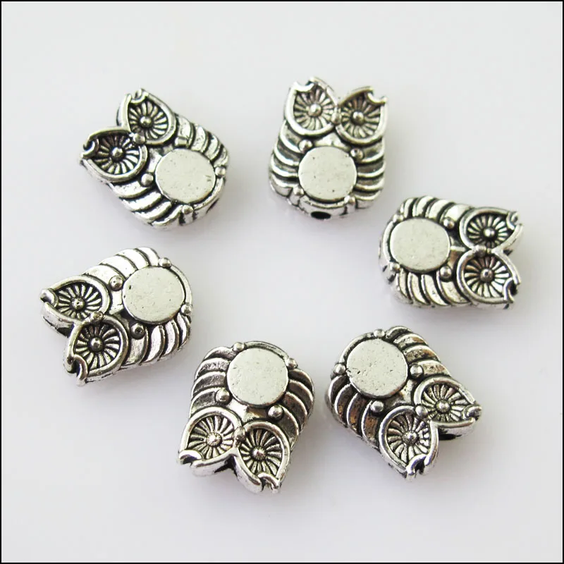 30 New Owl Birds Charms Tibetan Silver Tone Animal Spacer Beads 8x10mm