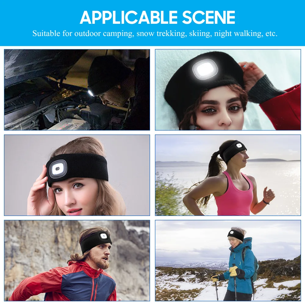 Boruit ไฟหน้า LED สำหรับกีฬากลางแจ้งเดินป่าตั้งแคมป์วิ่งปีนเขาไฟคาดศีรษะส่องสว่างสำหรับตั้งแคมป์ตกปลา