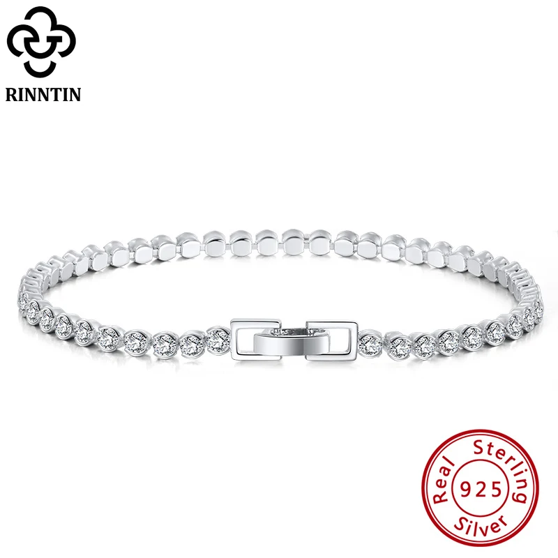 Rinntin 925 Sterling Silver Princes Cut 2.5/3.0mm Cubic Zirconia Classic Tennis Bracelet 6.5/7.0/7.5 Inch Tennis Jewelry SB115