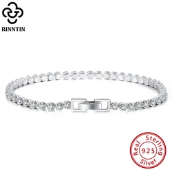 Rinntin 925 Sterling Silver Princes Cut 2.5/3.0mm Cubic Zirconia Classic Tennis Bracelet 6.5/7.0/7.5 Inch Tennis Jewelry SB115