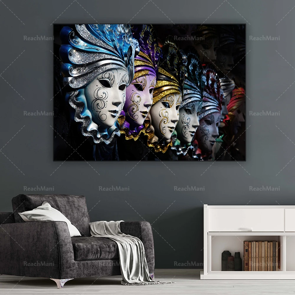 Color masked girl canvas print artist home decoration, woman wall art, masked wall decoration gift art poster