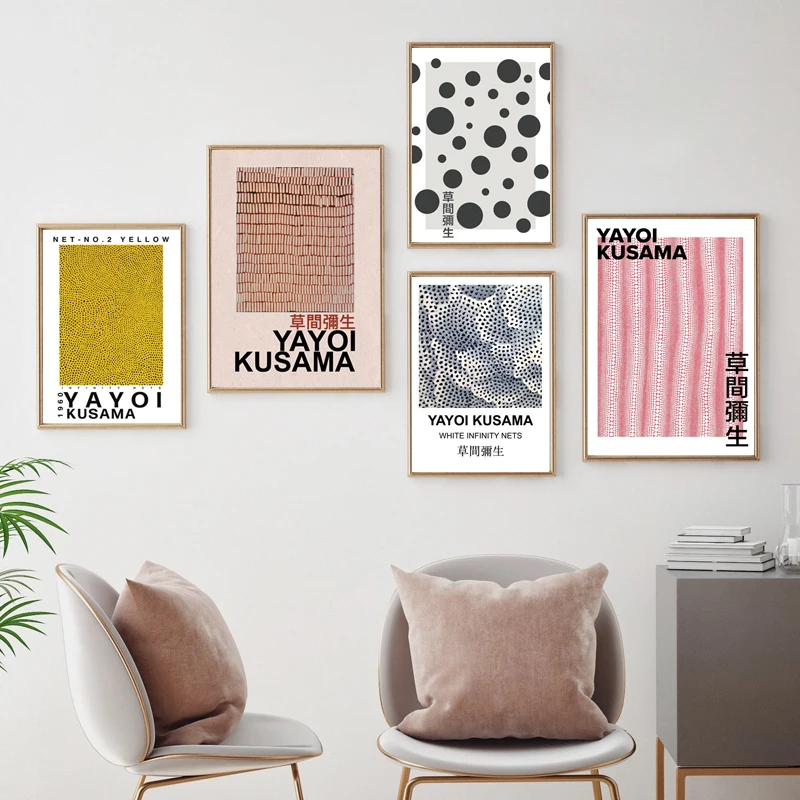 

Japanese Artist Yayoi Kusama Exhibition Posters Prints Infinity Dots Abstract Painting Canvas Wall Art Pictures Readroom Decor