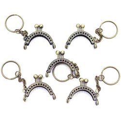 10Pcs di Tono del Bronzo Della Borsa Arco di Metallo Cornice Bacio Catenaccio di Blocco Con Chiave Anello di Parti del Sacchetto Accessori 4 centimetri