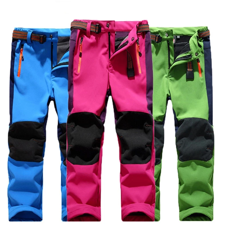 2023 New Windproof Waterproof Children Outdoor Kids Pants Boys Girls Soft Shell Pants Warm Teensclimbing Pants Sweatpants Enfant